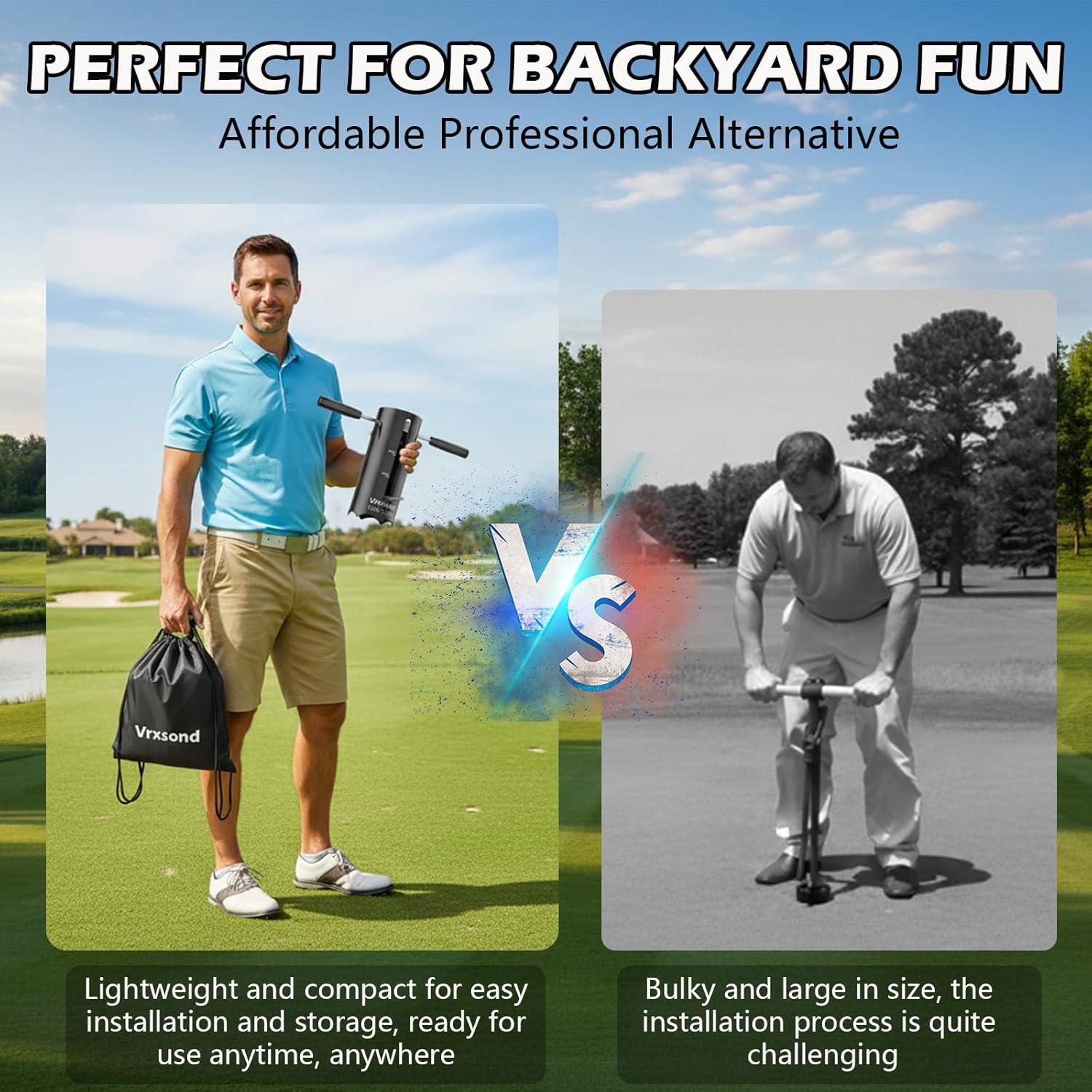 Portable Golf Hole Cutter - Professional 4Inch & 6Inch USGA Standard Tool, Detachable Handle for Easy Storage & Carrying, Create Perfect Putting Greens in Backyard/Garden