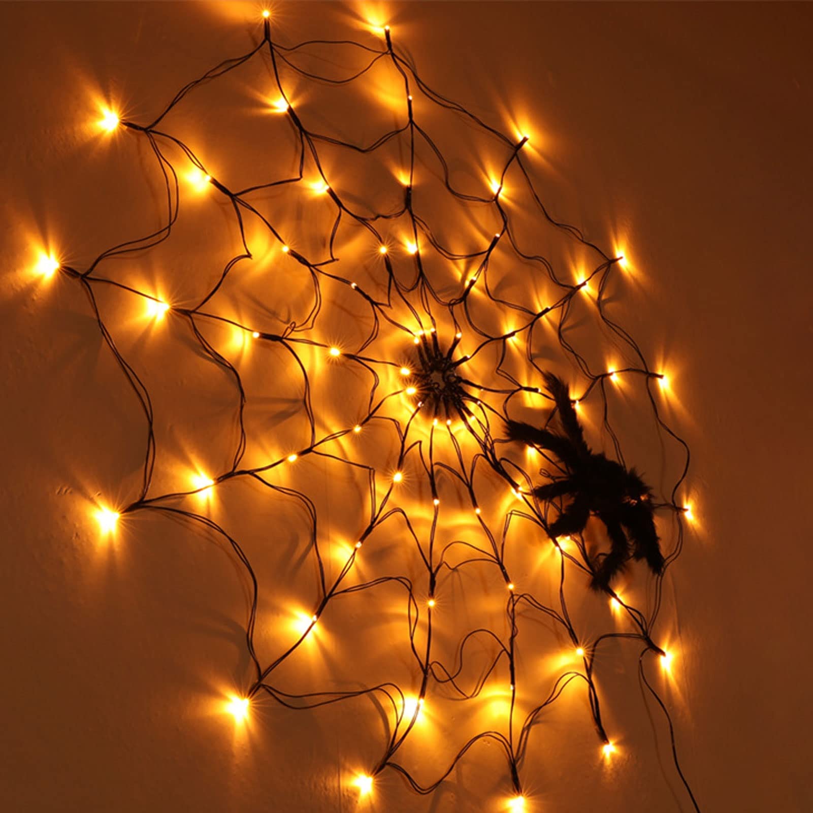 Halloween LED Spider Web Lights, 8 trybów świecące Spider Web Dekoracje Halloween, Halloween Spider Web Fairy Lights, na wystrój ogrodu Nawiedzony dom