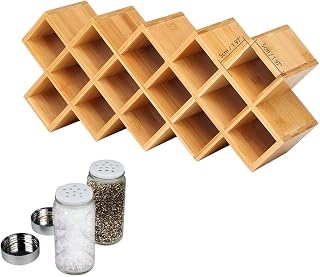 Gunolye Bamboo Spice Rack, 18-Jar Bamboo Countertop Spice Rack Organizer,Free Standing Spice Organiser (43.5cm x 9.5cm x 18.5cm)