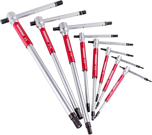 Miniatura 9 de Juego de 8 llaves hexagonales con mango en T y mangas de velocidad para acción de giro rápido mango superior deslizante para forma T o L ejes largos