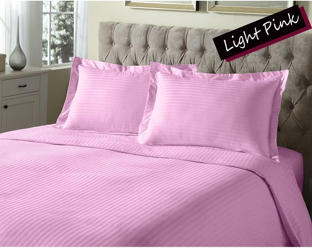 #1 Rated Bed Sheet Set on Amazon - Silky Soft - 600 Thread Count Egyptian Cotton Luxurious 4-Piece Silver Grey Stripe Bed Sheet Set, California King Size (26" Inch Pocket Depth)