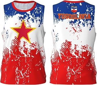 Yugoslavia Flag Grain Basketball Jersey for Sports Men Running Customized Team Training Jerseys Sleeveless