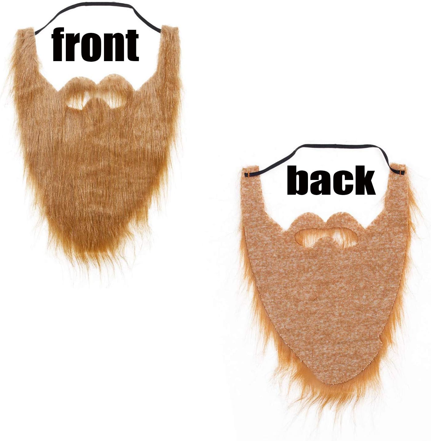 Black Full Beard and Mustache face Beard for Kids Elastic Facial Hair Halloween Viking Costume 4 Pack