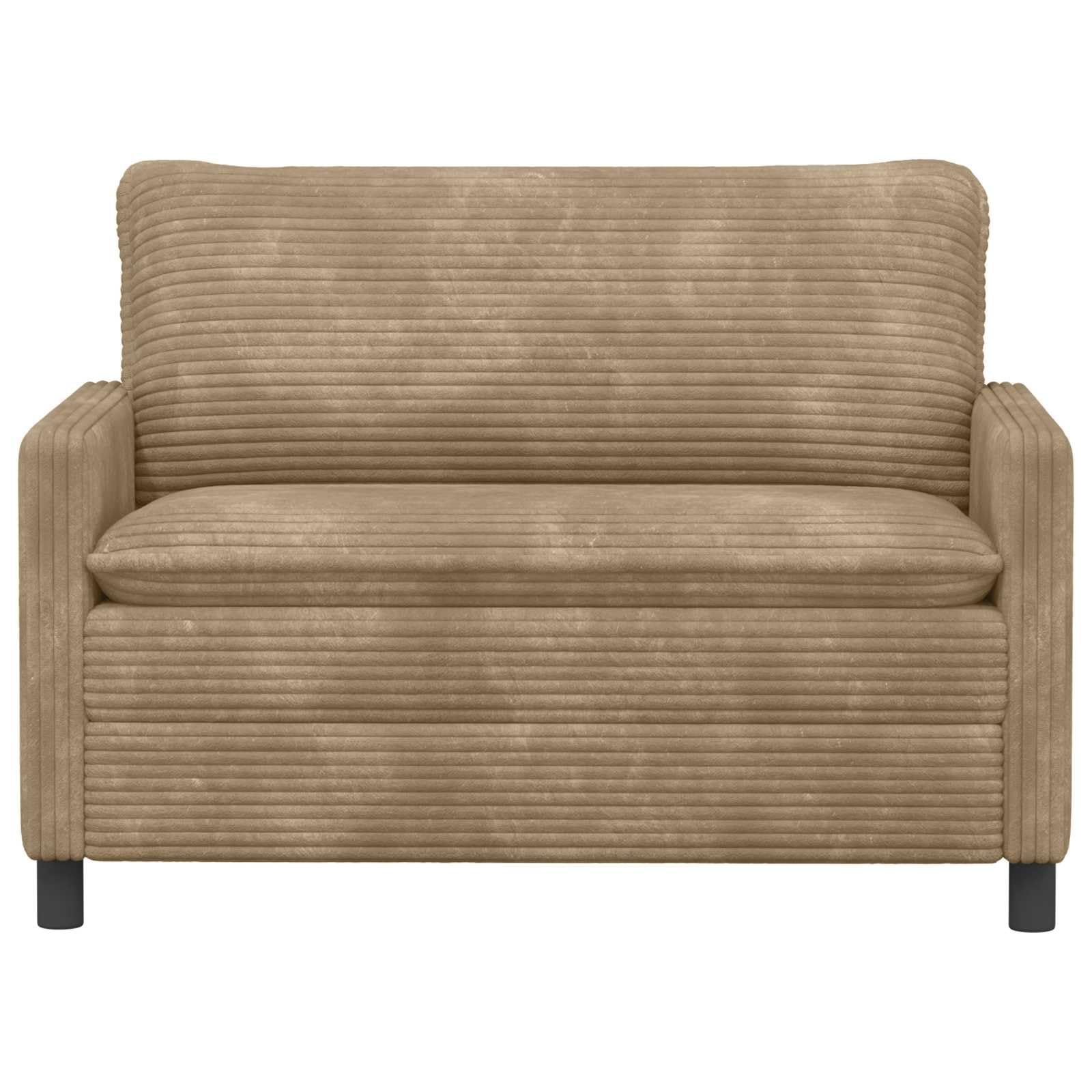 Kanapa w kolorze szarobrązowym, 126 x 81 x 87,5 cm, poliester z czarną metalową ramą, nowoczesny design, do salonu, pokoju gościnnego, biura, wygodne siedzisko, trwała, łatwa w pielęgnacji