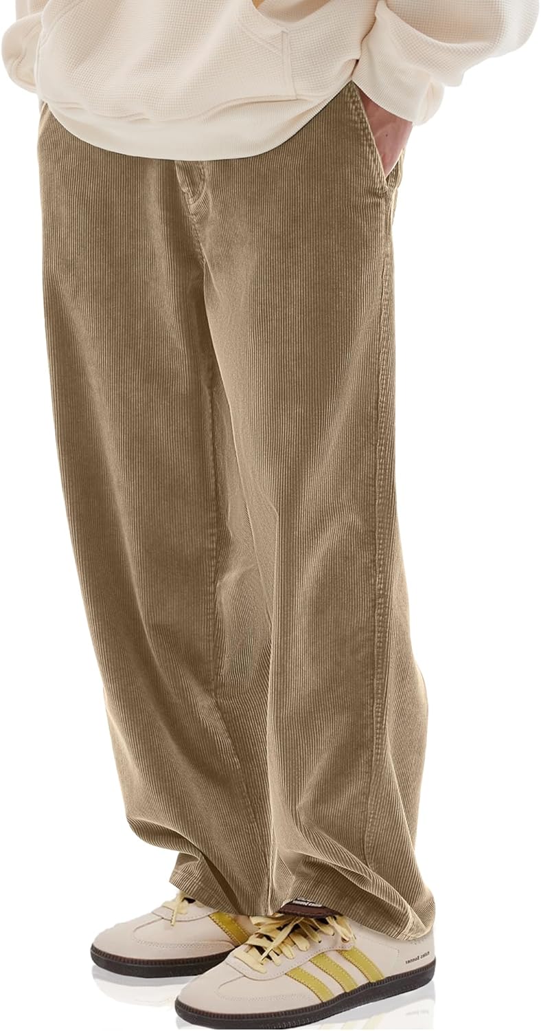 HOTake Men's Casual Loose Fit Stretch Corduroy Pants