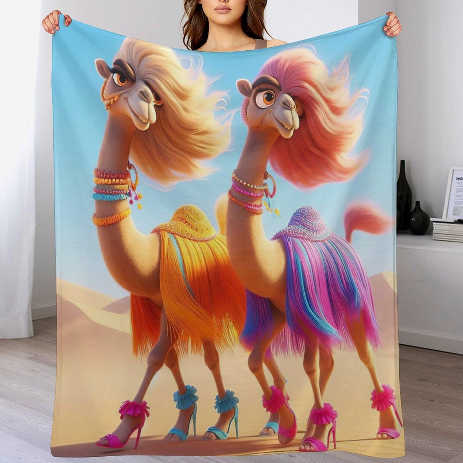 Couverture de lit en flanelle chameau 130x150 cm pour canapé