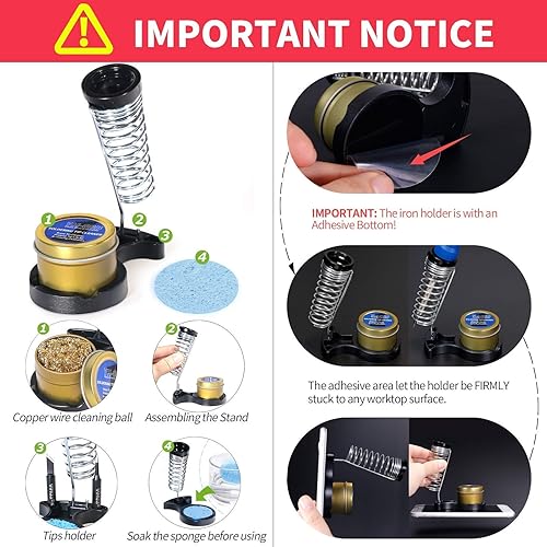 Miniatura 7 de YIHUA Paquete de kit 8858-I y 928D con el elemento calefactor de pistola de aire caliente #8858 con soporte de hierro, kit de limpieza y accesorios