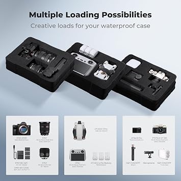 K&F CONCEPT Waterproof Hard Case, IP67 Portable Protective Case Camera Case