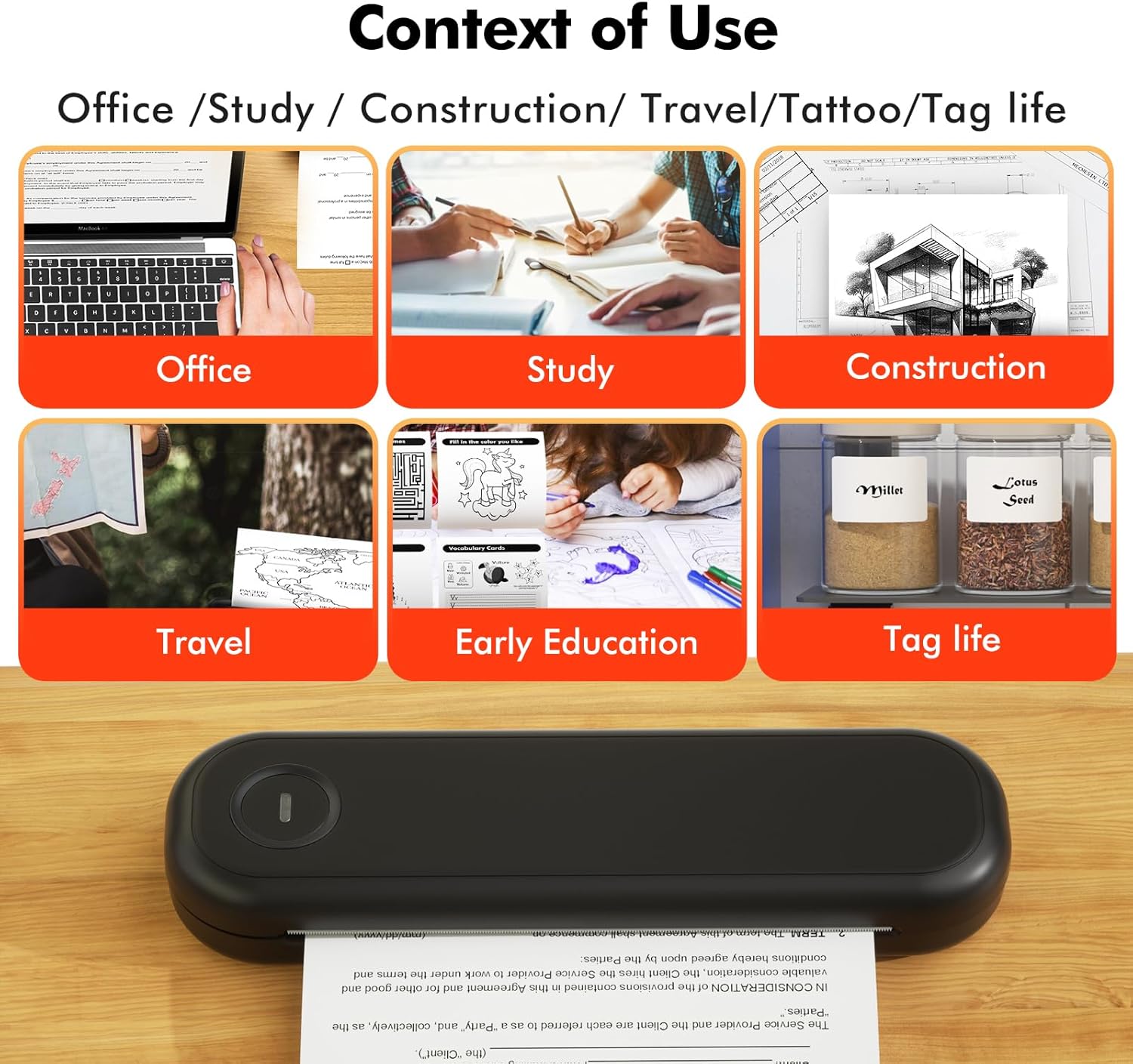 Bluetooth Portable Printer, L86 Thermal Printers Wireless for Travel, Support (Width 2-8.5'')8.5" X 11" US Letter, Inkless Printer Compatible with iOS, Android &Laptop for Office Car Home