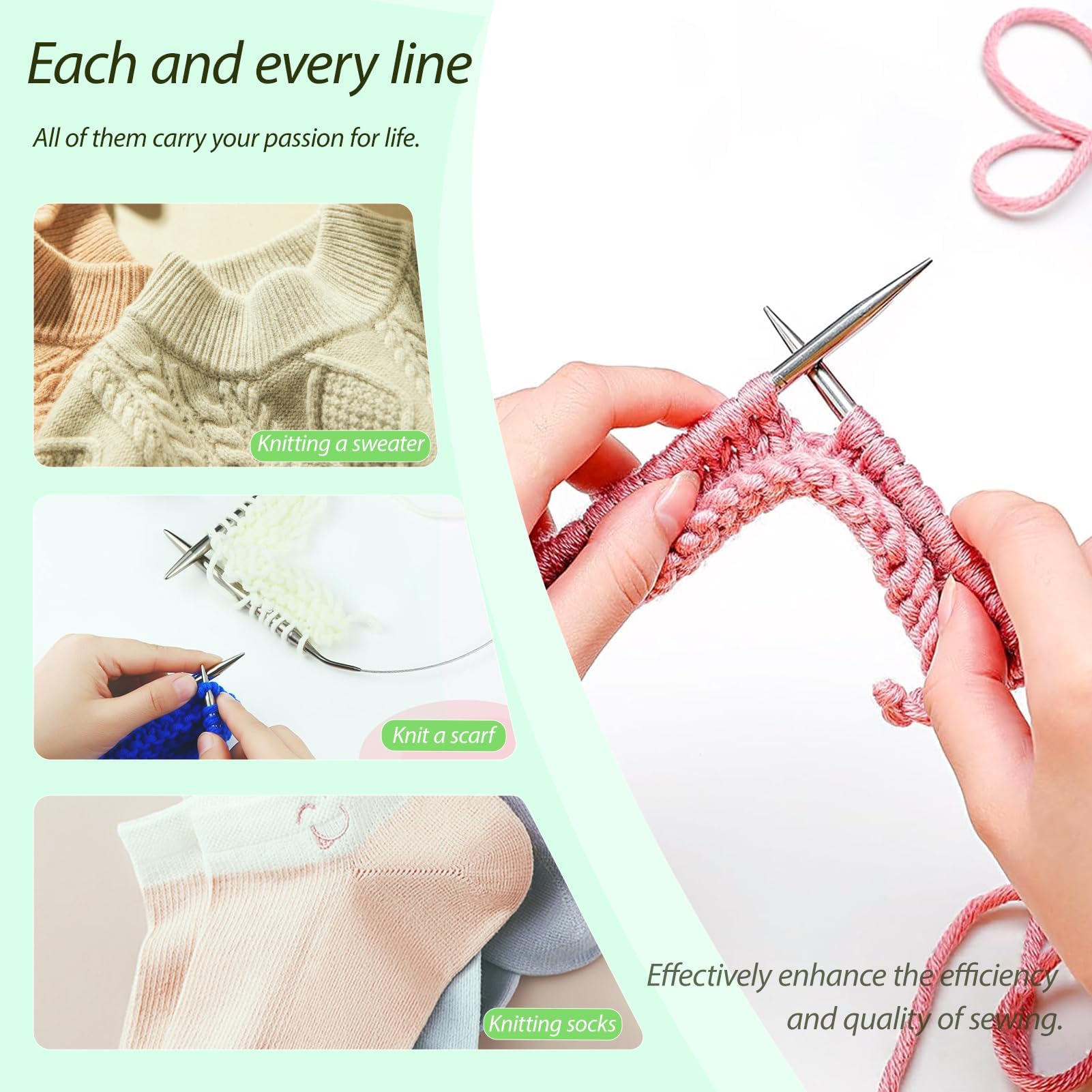 Generic Jeu D'aiguilles à Tricoter, Aiguilles à Tricoter Circulaires, Aiguilles à Tricoter à Double Pointe - Prix Pas Cher | CI