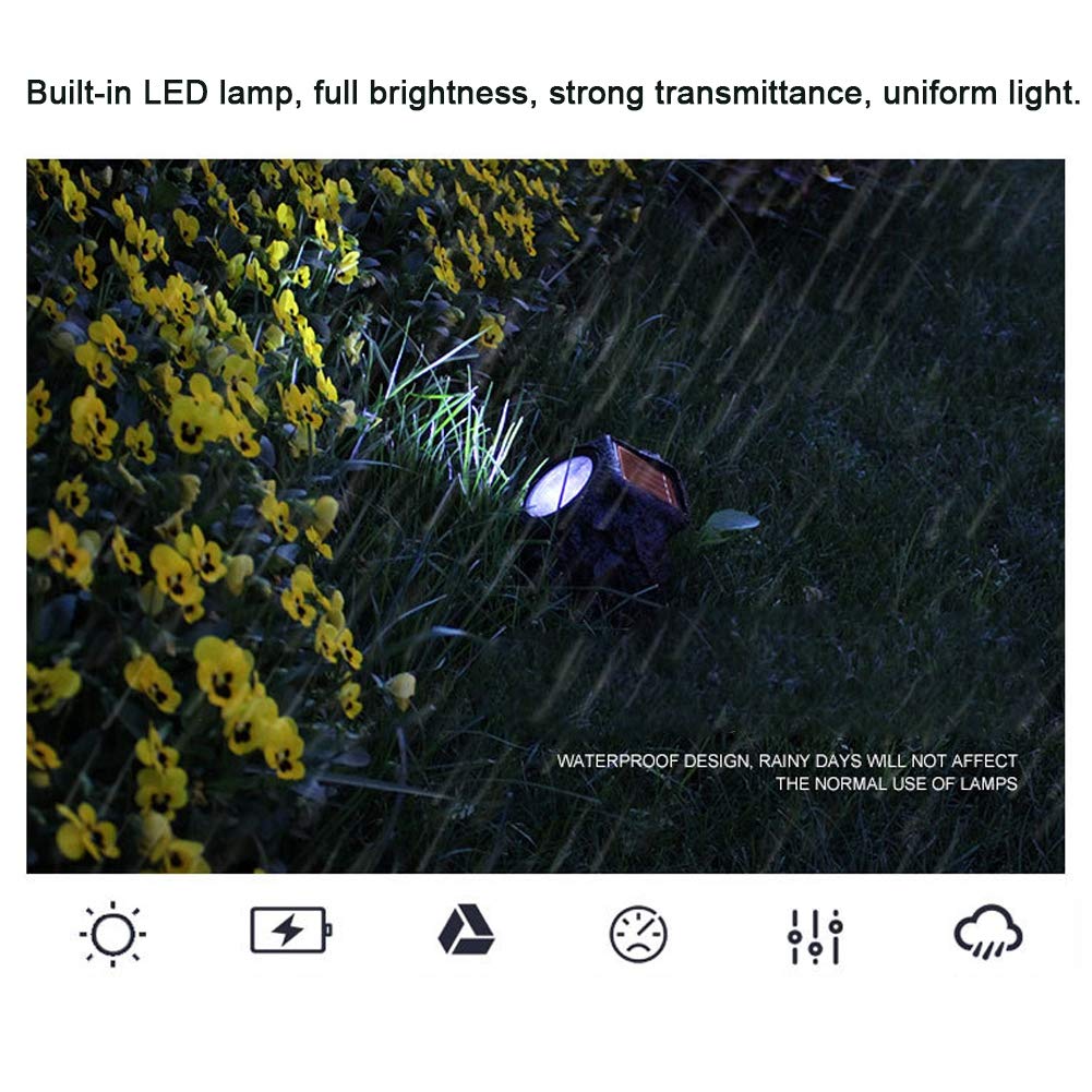 Haofy LED-Solar-Gartenlampe Steinimitation Hochkonvertierende Solarmodule