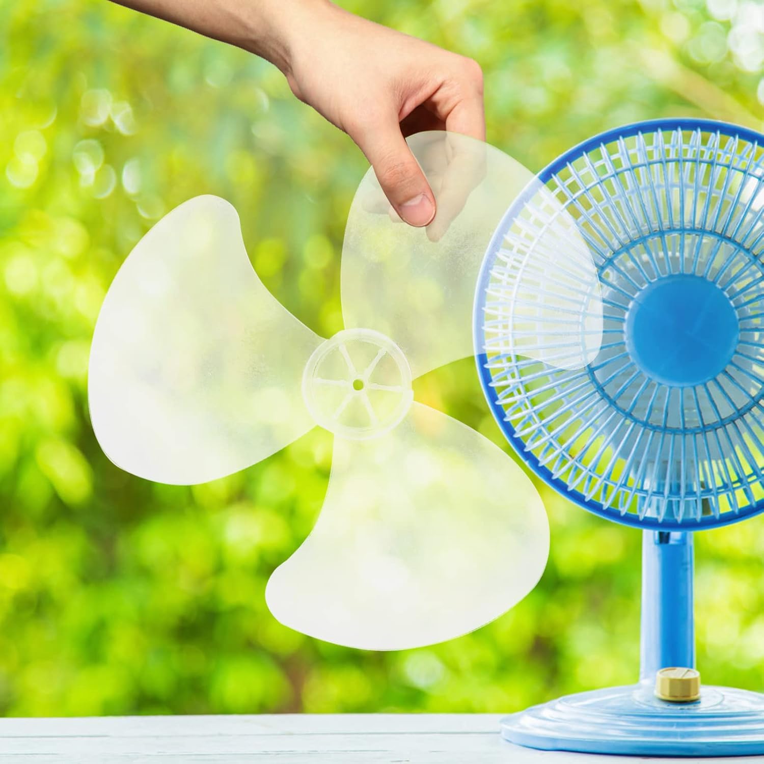 LIFKOME 13.8 inch Plastic Fan Blades Replacement 3 Leaves White Fan Blades Repairing Parts for Table or Standing Fans