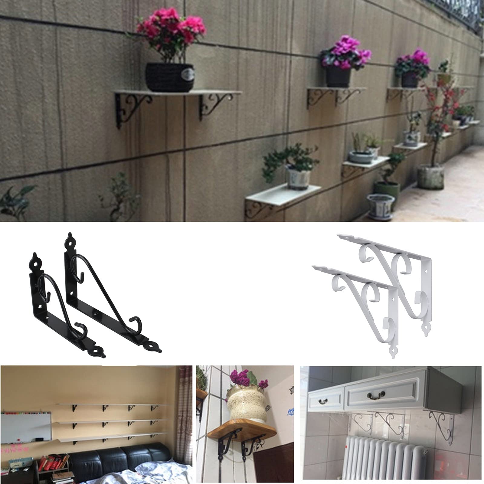 Amazon.co.jp: アンティーク 棚受け ブラケット、4個 棚受け金具