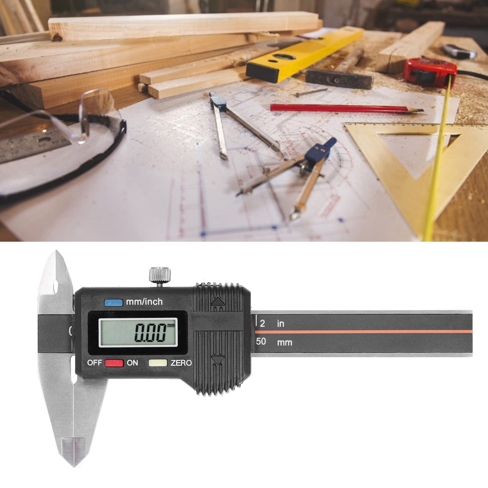 Calipadora digital, herramienta de medición digital de acero inoxidable 3CR13, instrumento de medición digital, calibración de procesamiento mecánico para mecánica