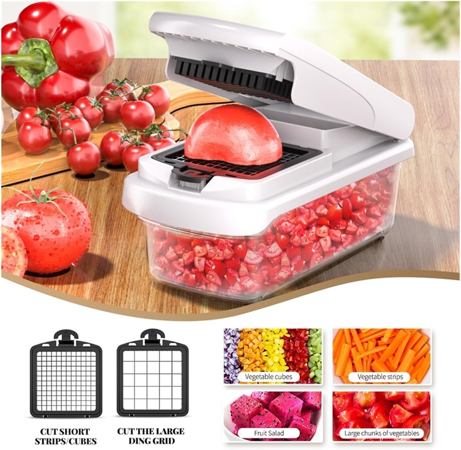 15 in 1 Multifunctional Vegetable Cutter & Cheese Slicer, Kitchen Food Chopper Dicer with Container