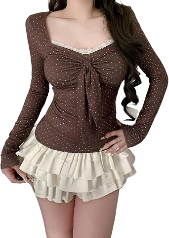Whimsy Twee Babydoll Tops Y2k Shoujo Baby Doll Shirts Emo Vintage 2000s Cutecore Downtown Girl Clothes