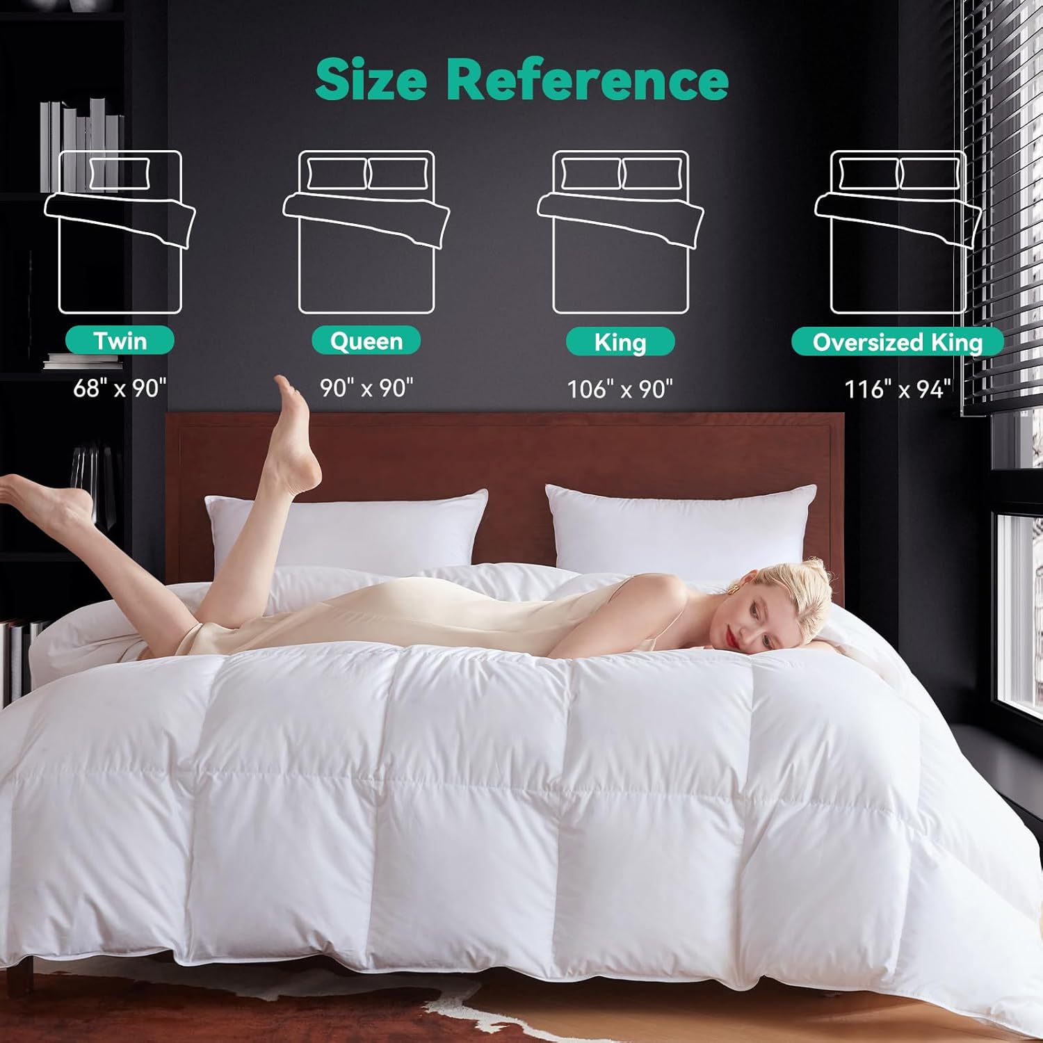 Three Geese Luxury 90% Duck Down Comforter Oversized King Size Down Duvet Insert, Minimum 90% Down, 1200TC 100% Cotton Cover, Hotel Collection All Season White Bedding Comforter, 116 x 94 Inch