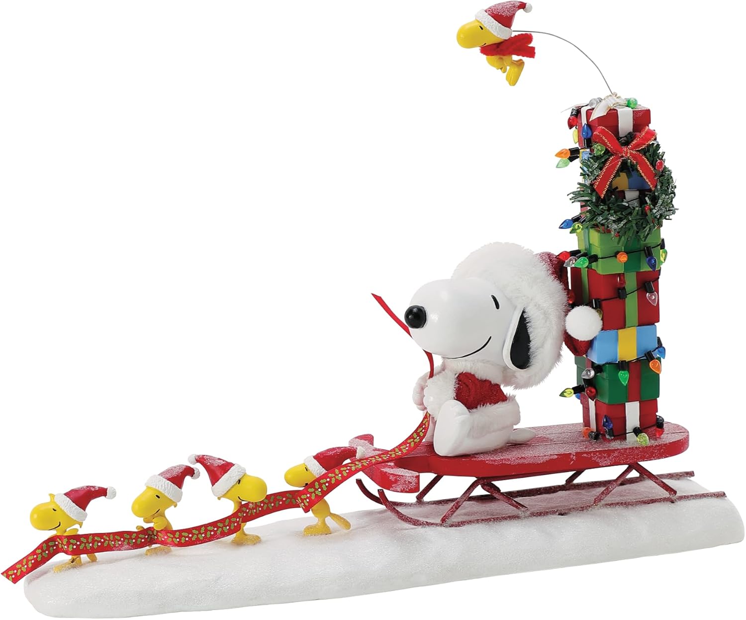 Department 56 Possible Dreams Peanuts Santa Snoopy and Sleigh Group Effort Figurine, 11 Inch, Multicolor