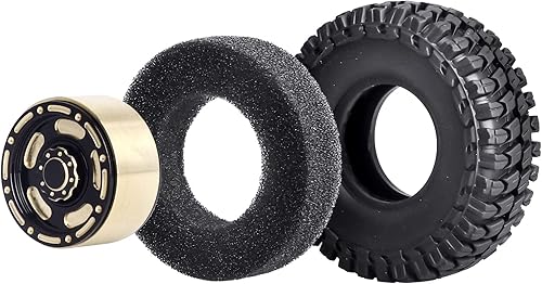 Miniatura 4 de HobbyPark Ruedas y neumáticos Beadlock de latón 1.0 para piezas de actualización TRX4M 118 SCX24 124 RC 118, juego de 4 (Tipo D)