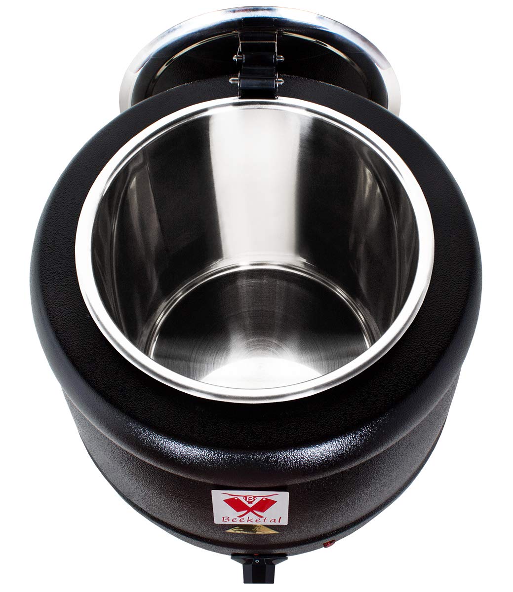 Beeketal 'SB600' Suppentopf 9 Liter mit herausnehmbarem Edelstahl Einsatz und kappbarem Deckel mit Löffelaussparung, elektrischer Profi Gastro Suppenwärmer (400W), stufenlos regelbar bis ca. 80° C