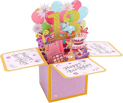 CIEHER Tarjeta desplegable de cumpleaños número 13 para adolescentes, tarjeta de felicitación 3D de cumpleaños de 13 años, regalos únicos de disponible en Yaxa Costa Rica