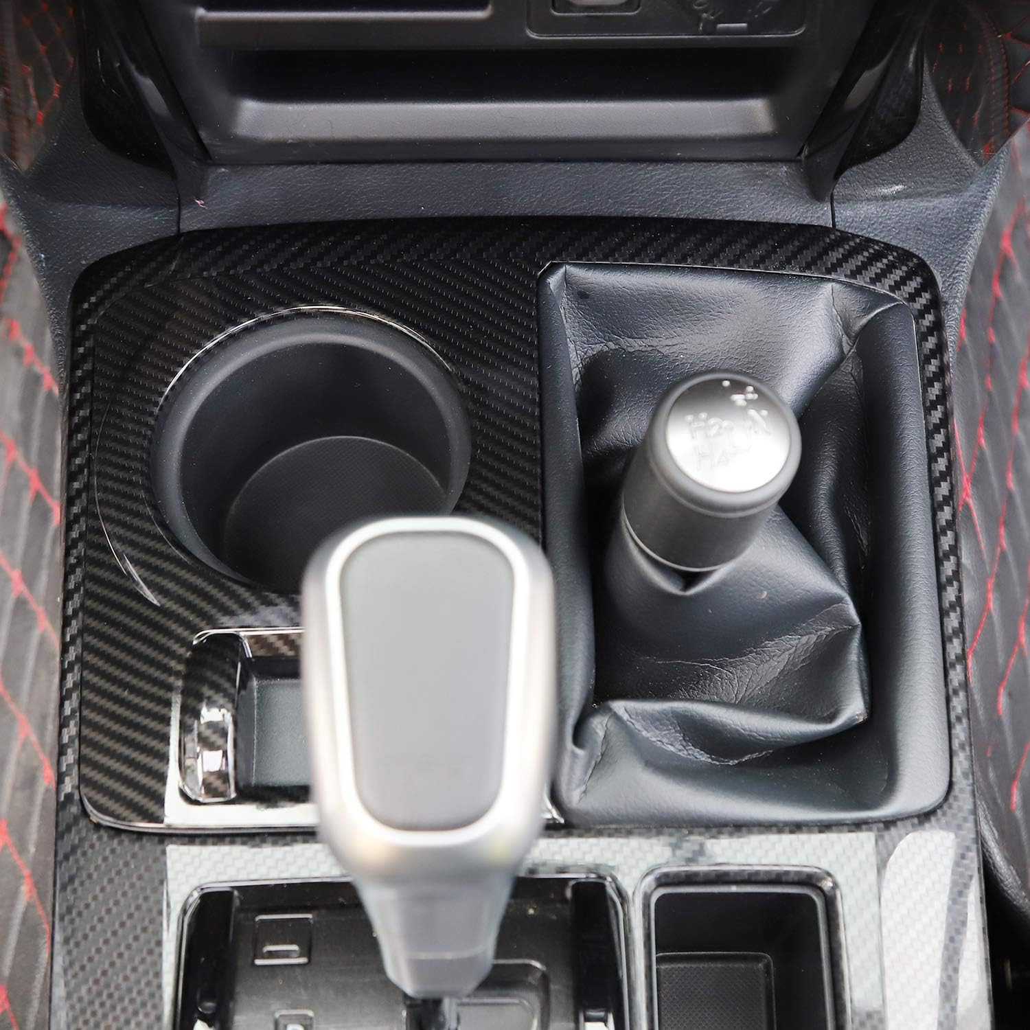 JeCar Four-Wheel Drive Panel Cover Cup Holder Trim Cover ABS Interior Accessories for Toyota 4Runner TRD 2010-2019, Carbon Fiber Texture