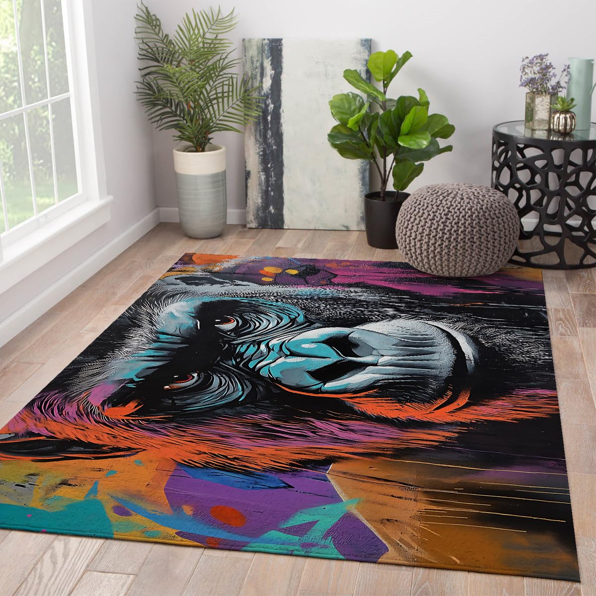 Tapis mince 60x90cm lavable moderne abstrait anti-trébuchement pour entrée et salon