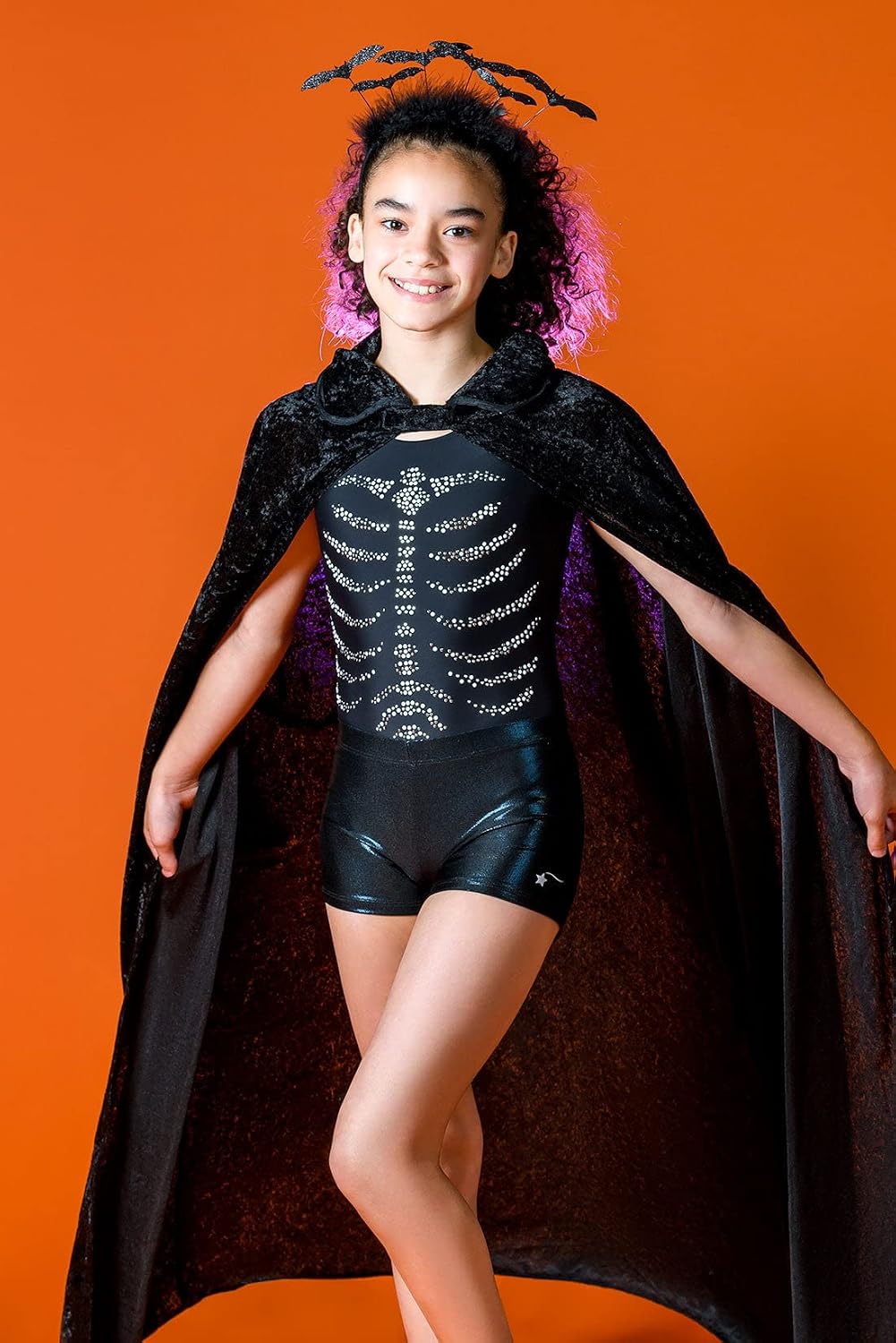 Destira Gymnastics Leotard for Women, Crystal Ribcage Skeleton Halloween, JUNIOR/ADULT Sizes | Premium Performance Fabric • Tank Style • Matching Scrunchie Included • Made in USA • Comfortable Stretch Fit • Adult Sizes