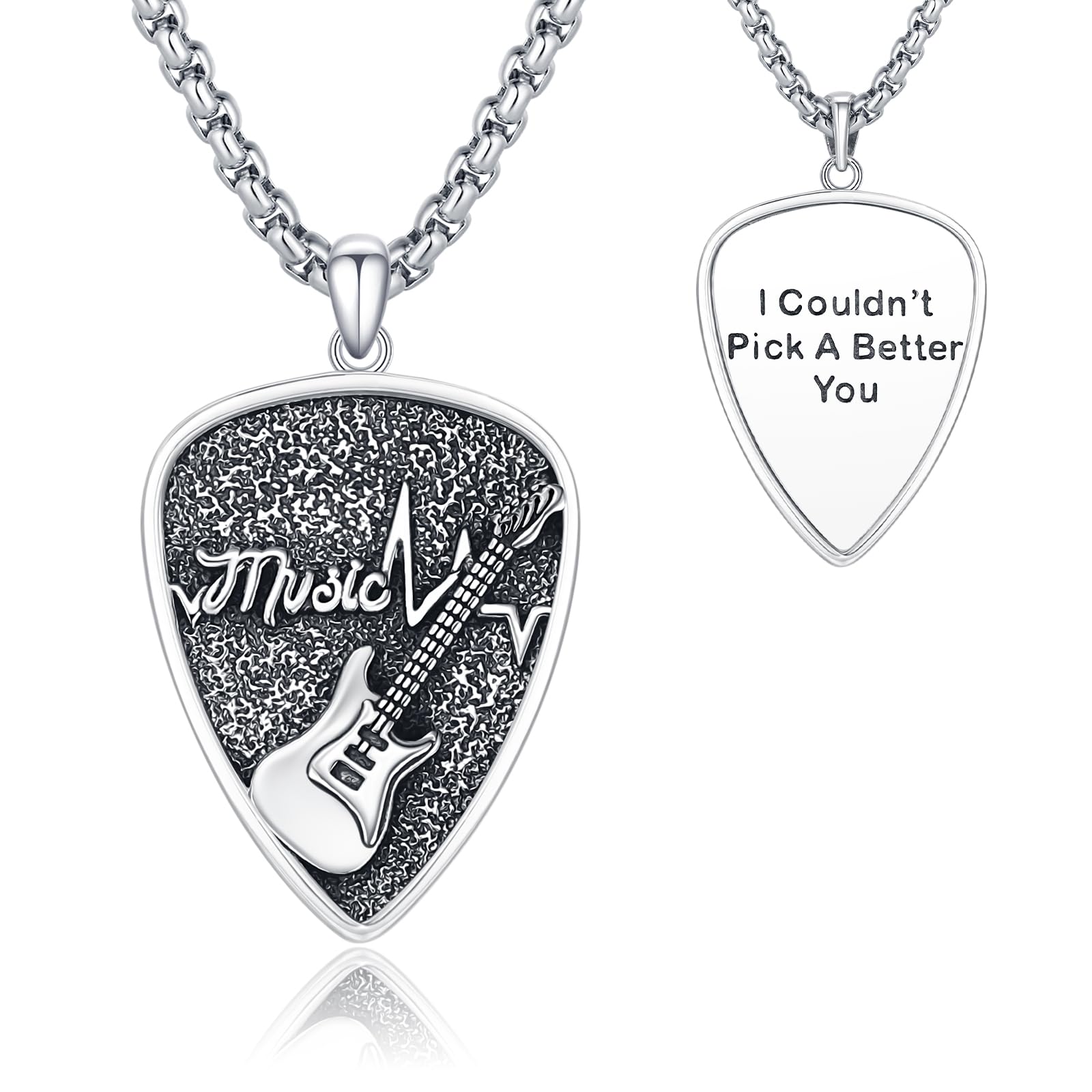 OHAYOO Ciondolo a forma di plettro in argento Sterling per uomo, gioiello rock ispirato alla musica, regalo per chitarristi e amanti della musica