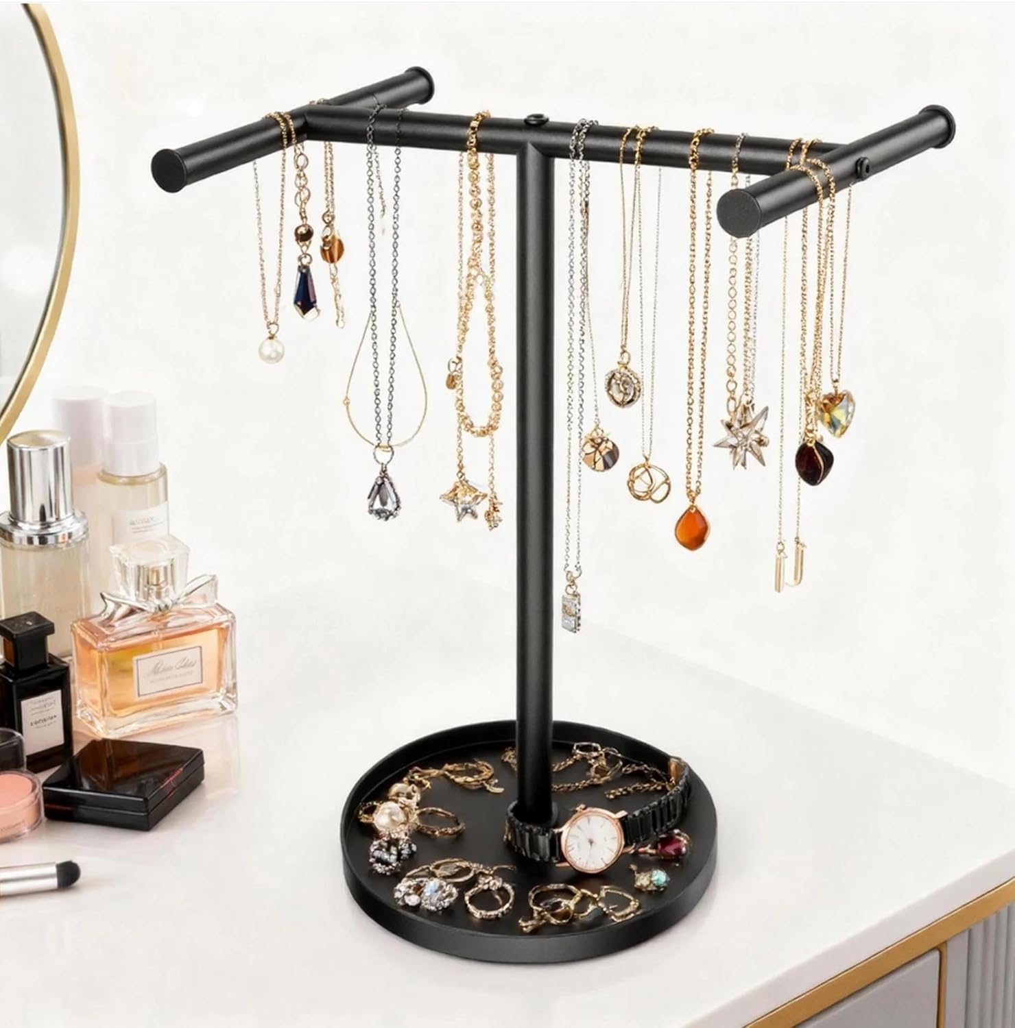 Necklace Holder Organizer, Metal Jewelry Stand to Prevent Bangles, Necklaces, Bracelets, Rings, Earrings and Watch Tangling - Image 2