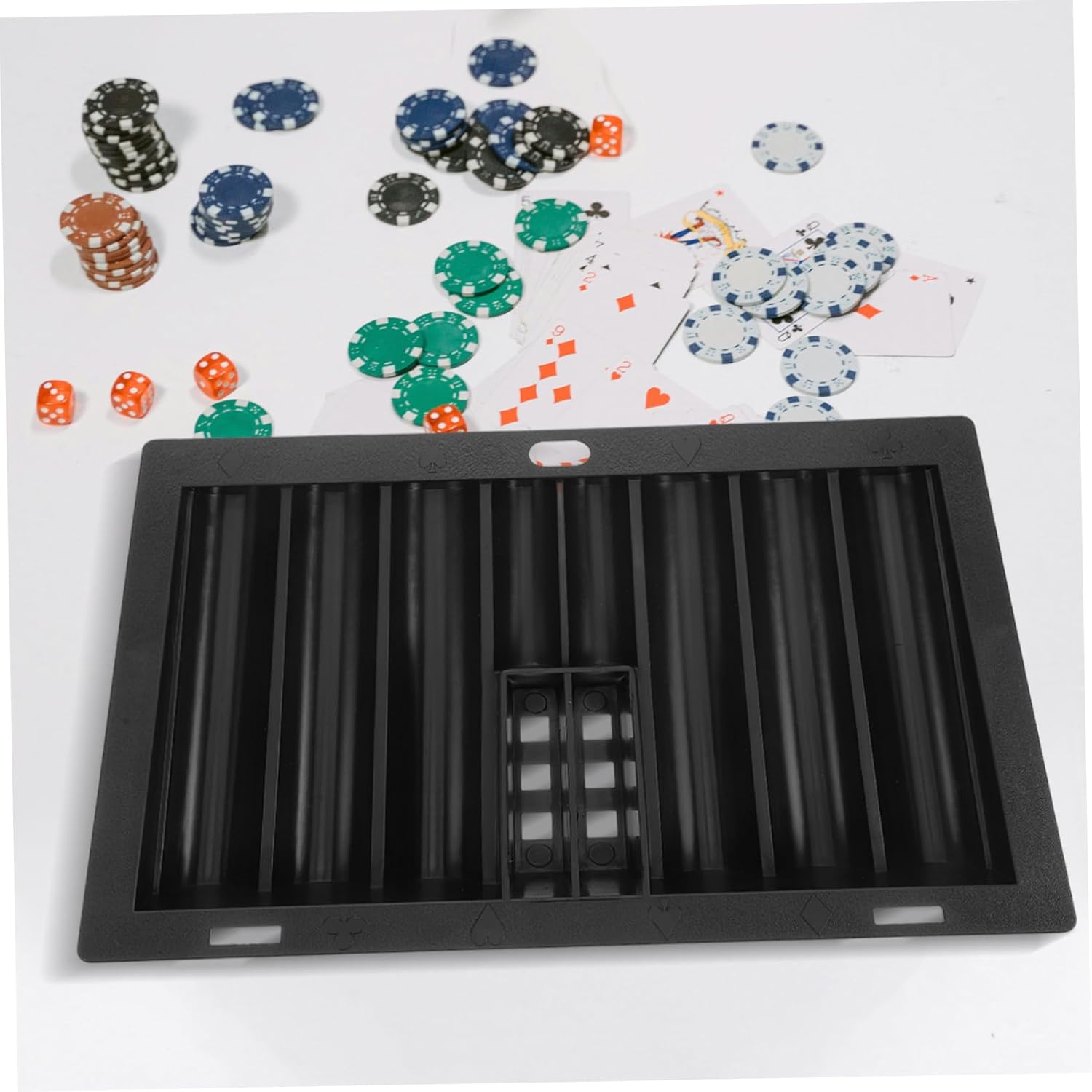 Yardwe Poker Chip Display Box Portable Multi-function Chip Holder Acrylic Game Table Accessory Card Storage Case Black