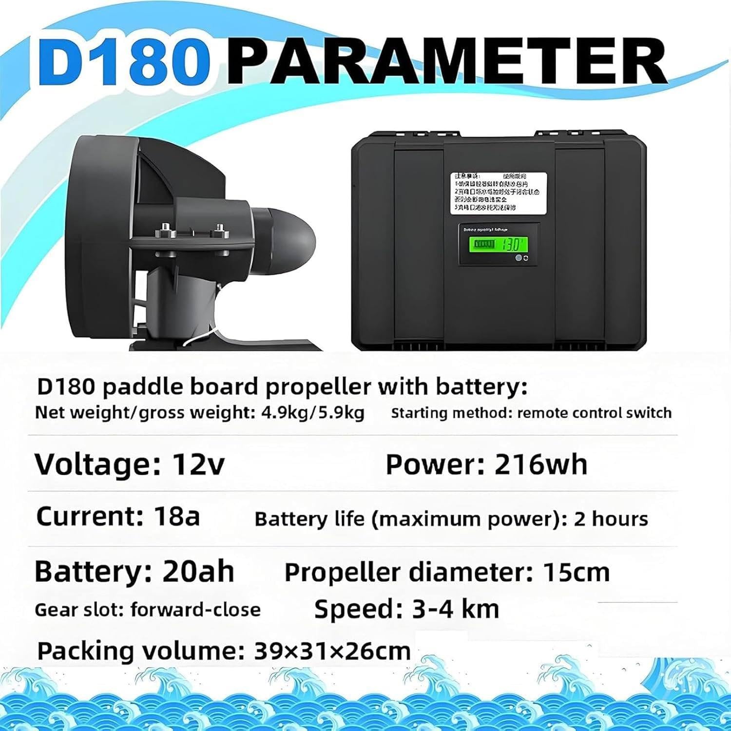 Elektryczna płetwa do deski wiosłowej, zestaw zmotoryzowanych desek surfingowych, 12 V, ładowalna deska surfingowa zasilana strumieniowo, bateria 288 W, elektryczna płetwa do surfingu i SUP