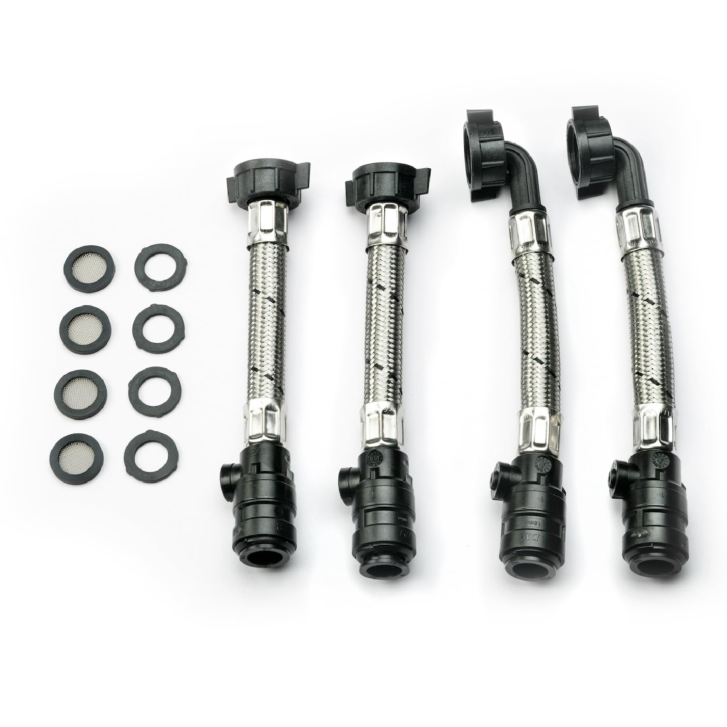 Salamander Pumps - Anti-Vibration Couplers - AV2-2 Straight - 2 Angled - IV 15mm Hose to 15mm Push Fit Plastic Nut - Hose Attachments