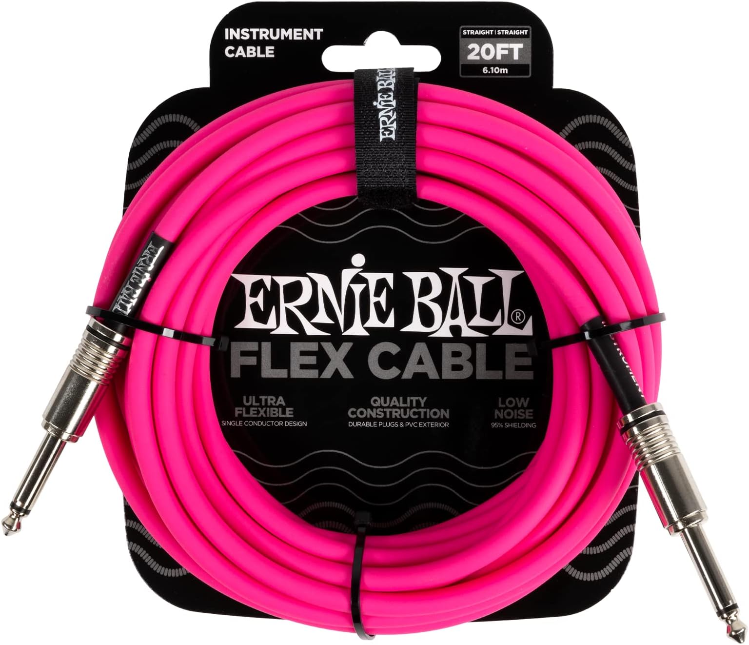 Ernie BallFlex Instrument Cable Straight/Straight 20ft - Pink