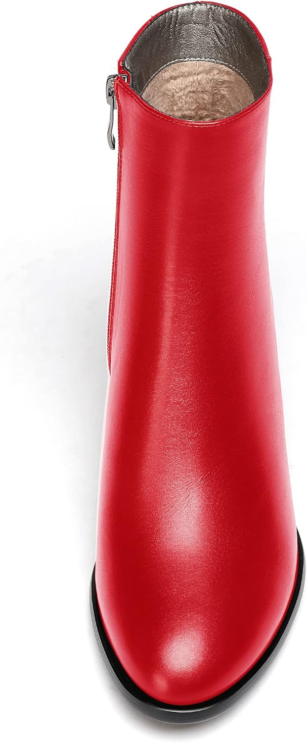 WAYDERNS Women's Zip Block Round Toe Matte Chunky Low Heel Ankle High Short Boots 2 Inch