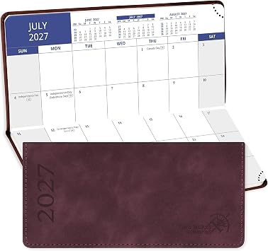 POPRUN 2027 Pocket Calendar Monthly Planner Slim-3" x 6.75" Calendar Book