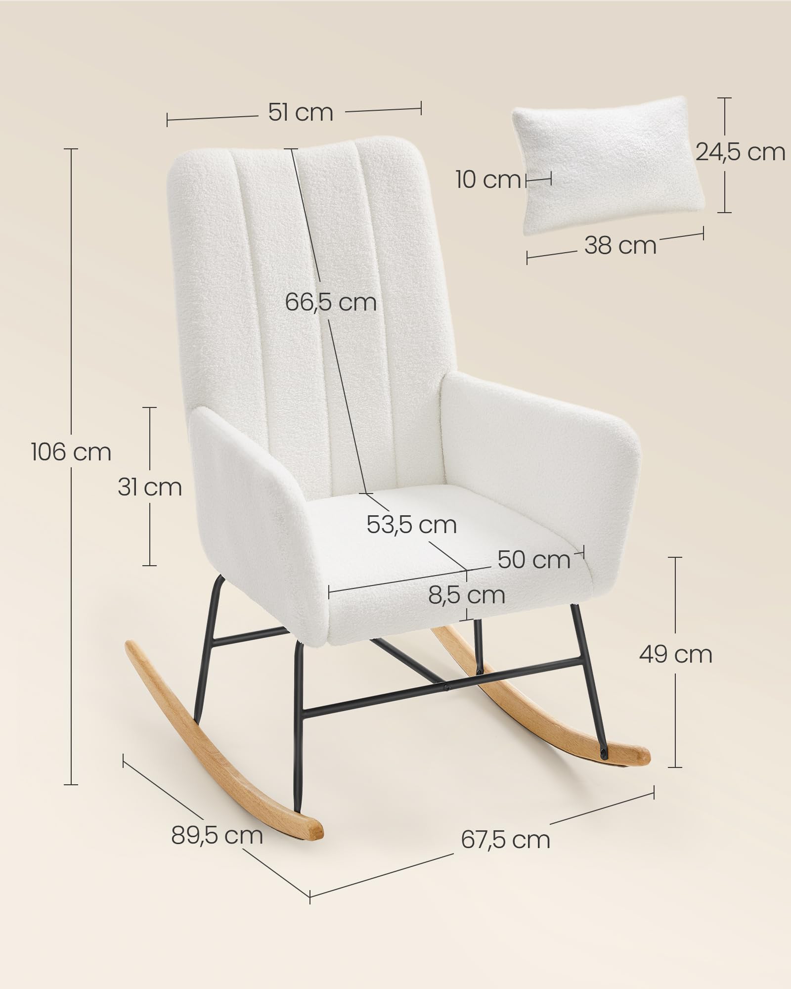 Nancy's Tazem Schommelstoel - Loungestoel - Relaxstoel - Grijs - Fleec