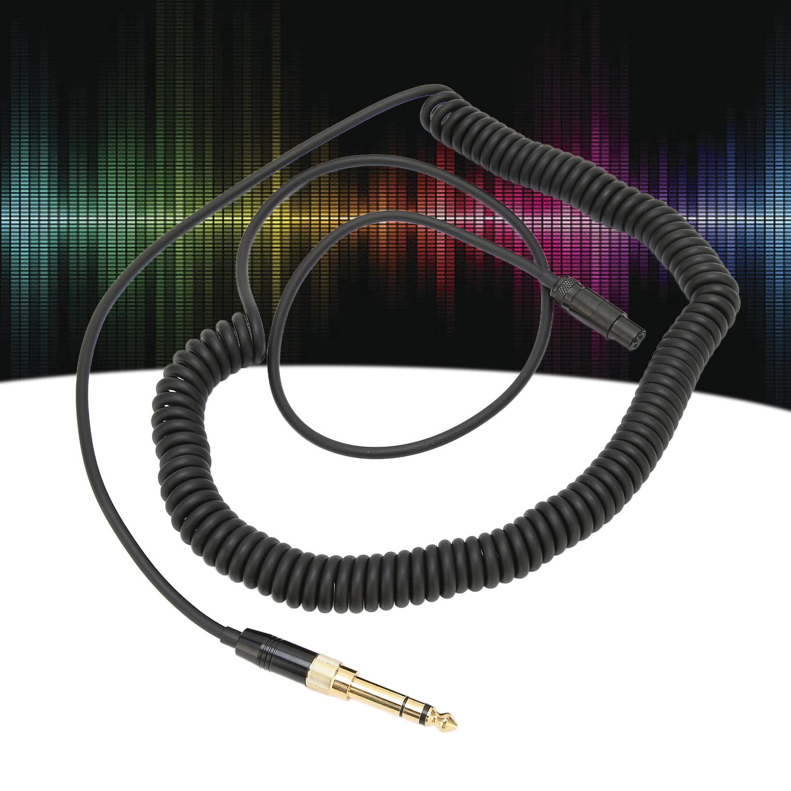 VBESTLIFE 2 Uds., Cable de Audio de Resorte Negro para Auriculares, Línea Auxiliar de Bobinado de Repuesto para AKG Q701 K712 K702 K271S K240S K240MK K181 K141, para Pioneer HDJ 2000