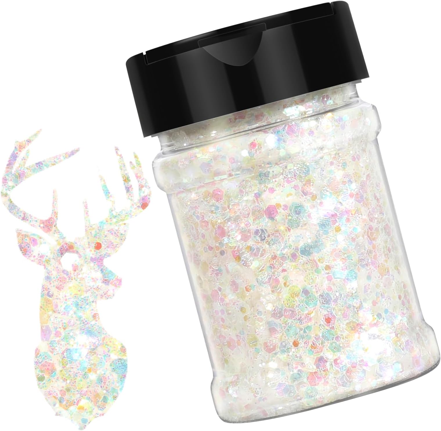 Holographic Chunky White Glitter - 100g/3.53oz Chunky Glitter for Crafts, Snow Glitter for Nails, Body, Makeup, Tumbler