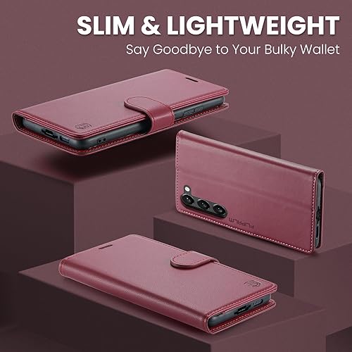 Miniatura 10 de Funda tipo cartera para Samsung Galaxy S23 PlusS23+ con bloqueo RFID, soporte para tarjeta de crédito, de piel sintética, con función atril, funda
