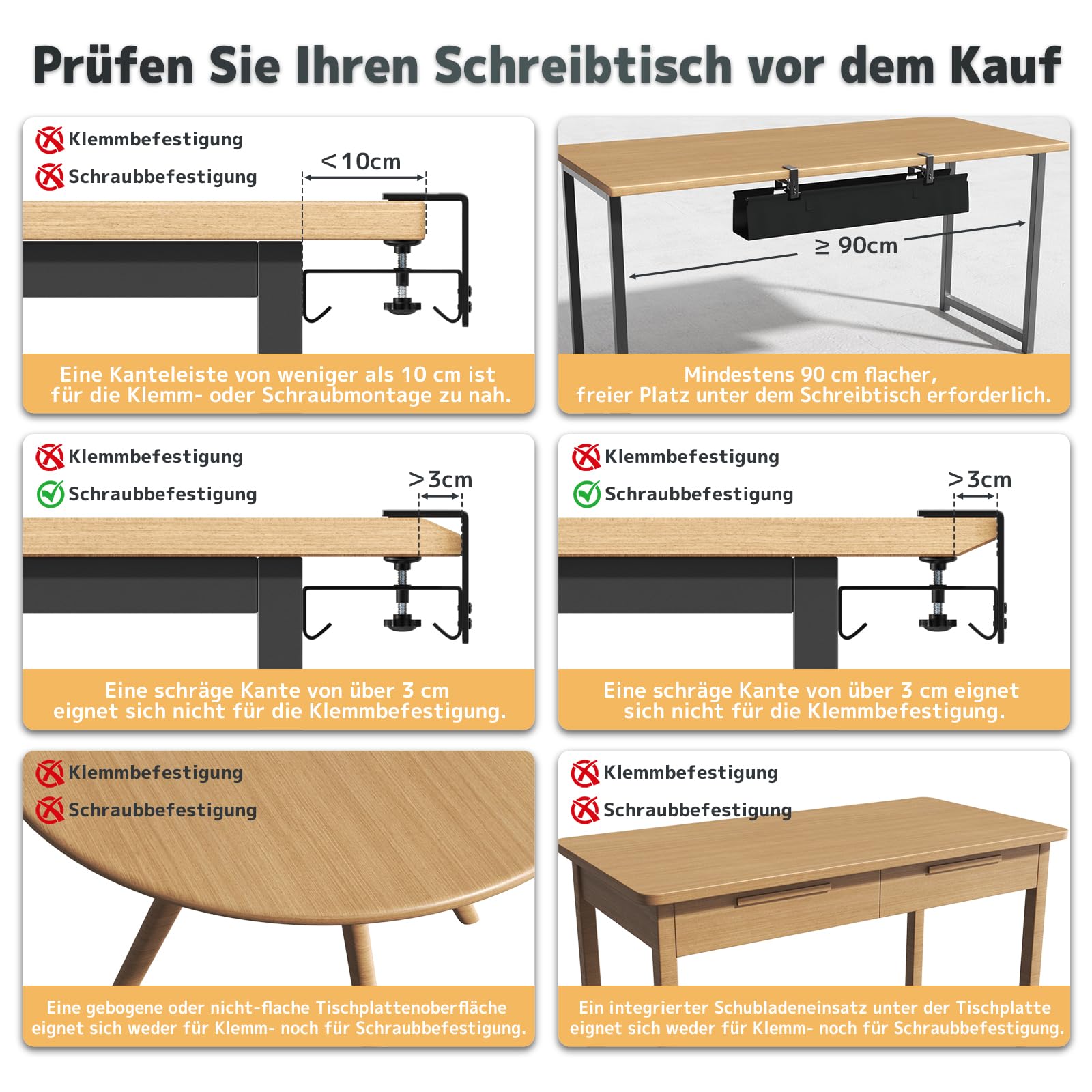 Kabelkanal Schreibtisch Ohne Bohren, 90cm Unter dem Kabelmanagement Schreibtisch mit Klemmen/Schraubmontage, Stabiler & Wasserdichter Stoff-Kabelorganizer für Zuhause und Büro, Schwarz