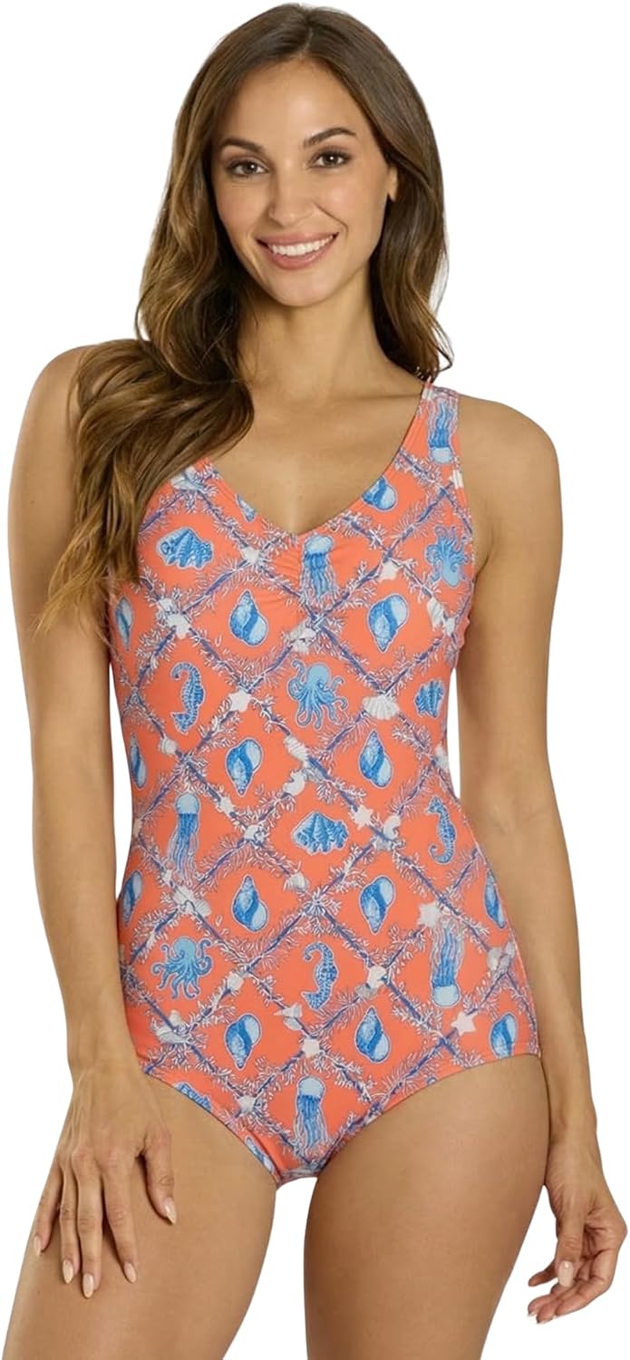 Sporti Plus Size Girl Leg One Piece Swimsuit Chlorine Resistant UPF 50+ Lycra Xtra Life Conservative Aquatic Fitness Swimwear