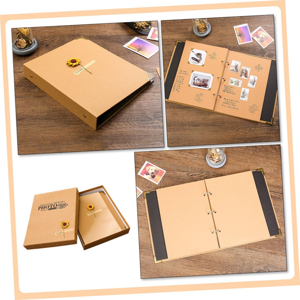Album Portable et Léger Soi-même 30 Pages Vintage en Papier Kraft Photo pour Anniversaire ou Souvenir