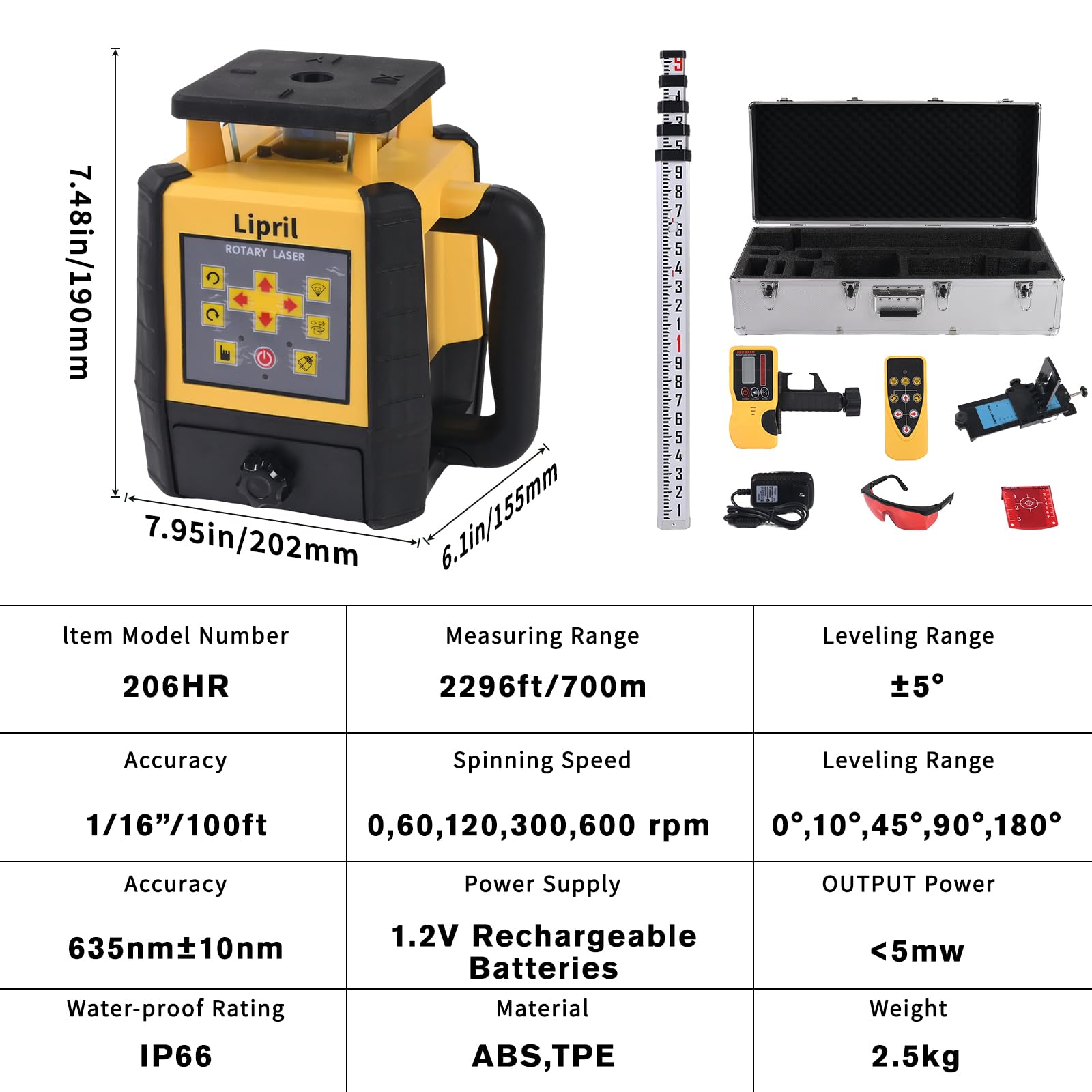 Rotary Laser Level Kit - 206HR Self-Leveling -2
