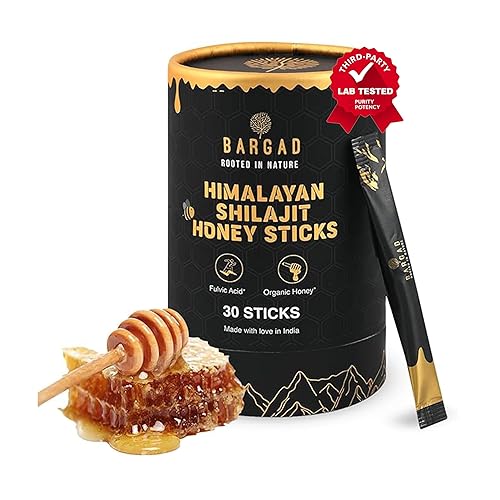 Bargad Pure Himalayan Shilajit Honey Sticks with Saffron – 30 Count | 75%+ Fulvic Acid, 85+ Trace Minerals | Natural Energy & Immunity Booster | Easy Single-Use Packets - Shilajit honey : 30 sticks