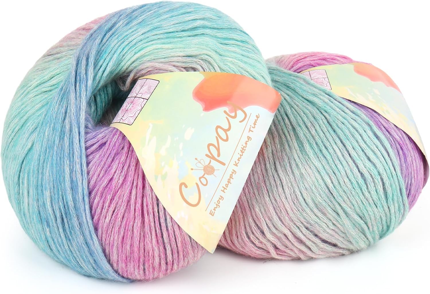 Coopay Gradient Yarn Cake, 2×100g Cake Yarn for Crochet & Knitting - 50% Cotton 50% Acrylic - Soft Gradient Crochet Yarn, Double Knit Ombre Yarn for Blankets Sweaters Scarves Shawl (114 Aurora Purple) — image 1