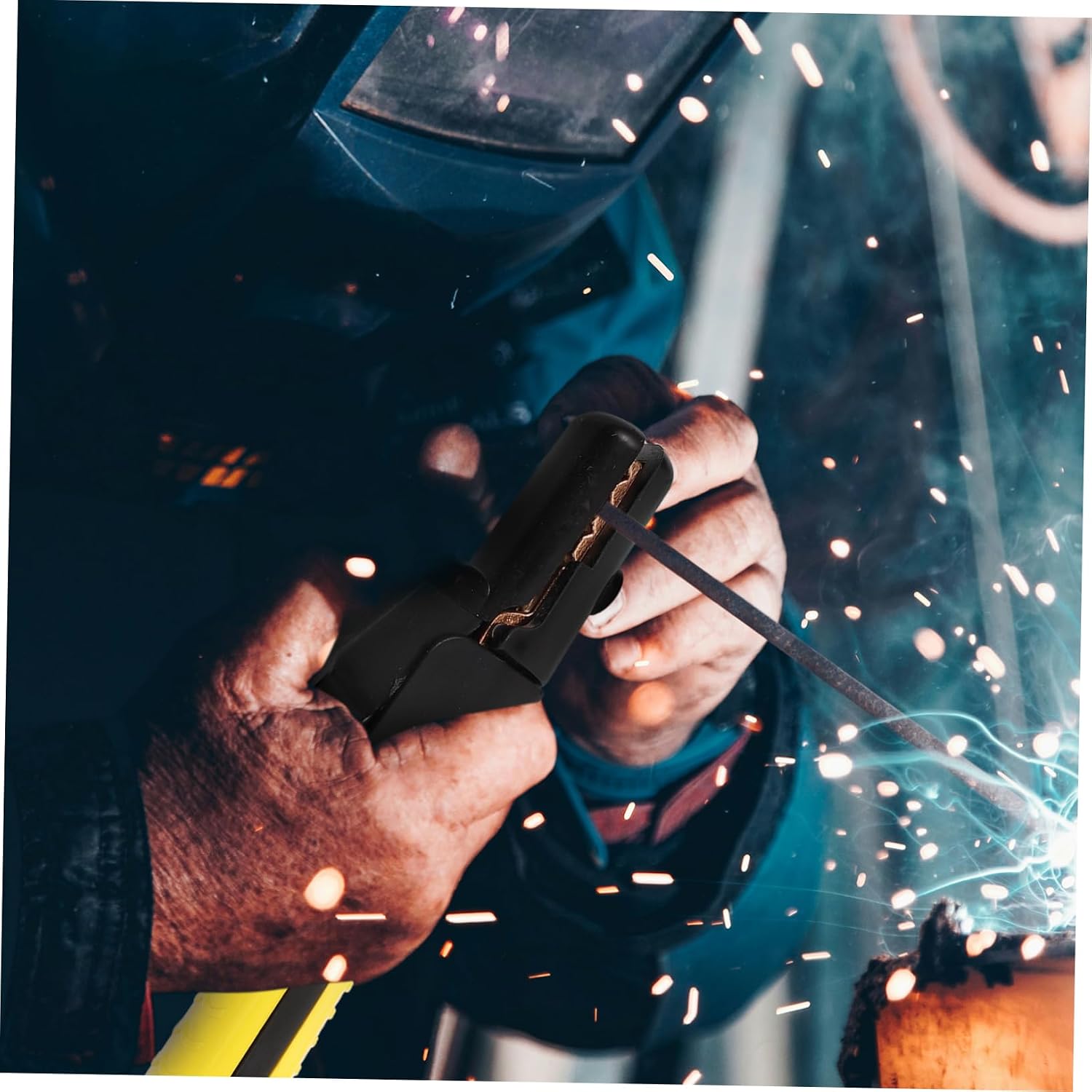 Copper Electrode Holder Jaw Pliers Ergonomic Clamp for Welding Copper Construction Vibrant Yellow Handle for Enhanced Grip and Control