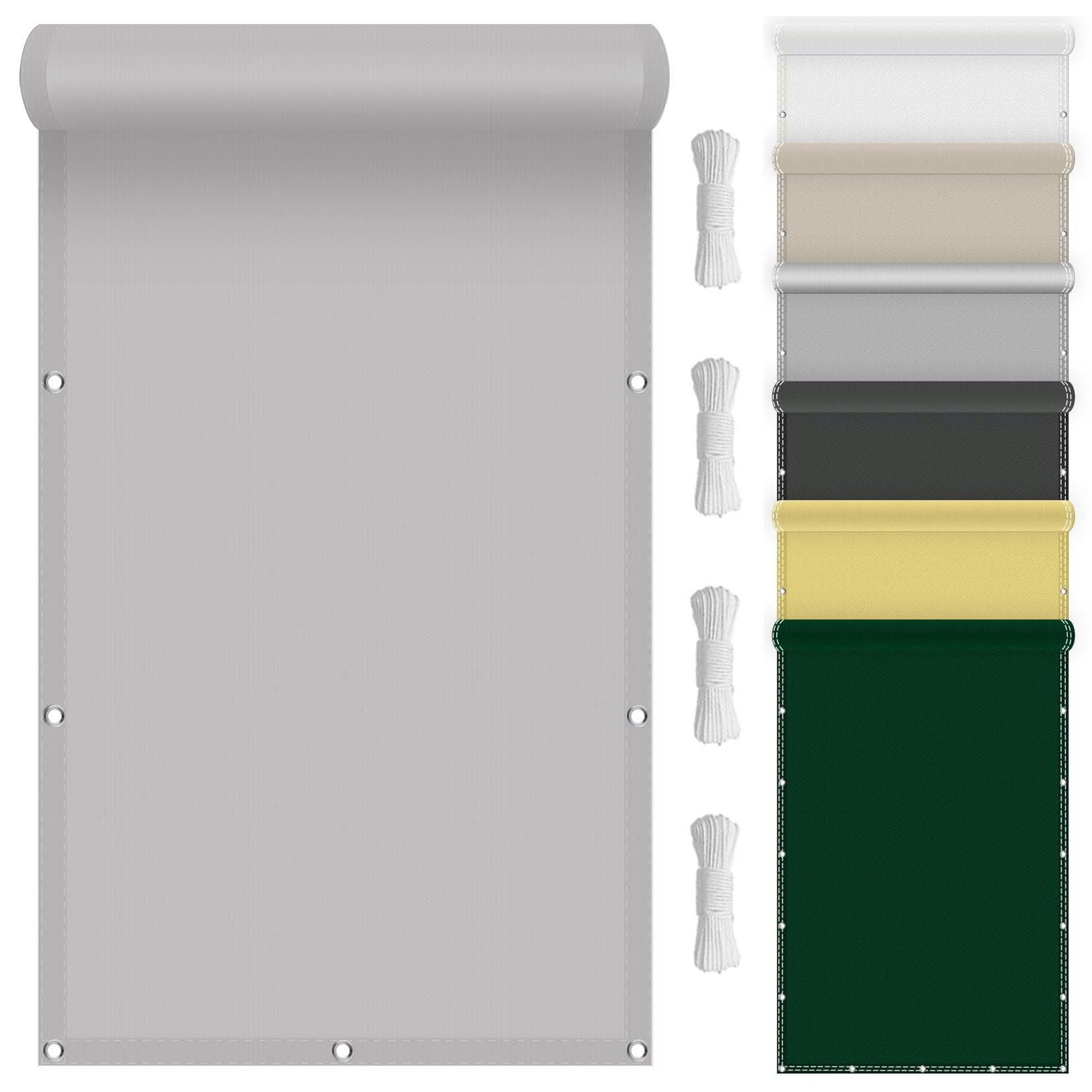 Voile d'ombrage imperméable 100x380 cm gris clair rectangulaire pour balcon et terrasse