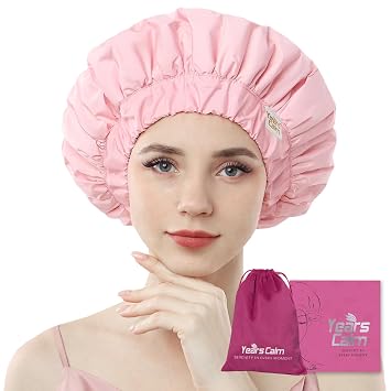 Years calm Heat Cap For Deep Conditioning Shower Cap,Reusable Three-Layer Structure Waterproof Hair Cap Applicable Tofor Bathing, Hair Care, And Other Uses Pink, One Size