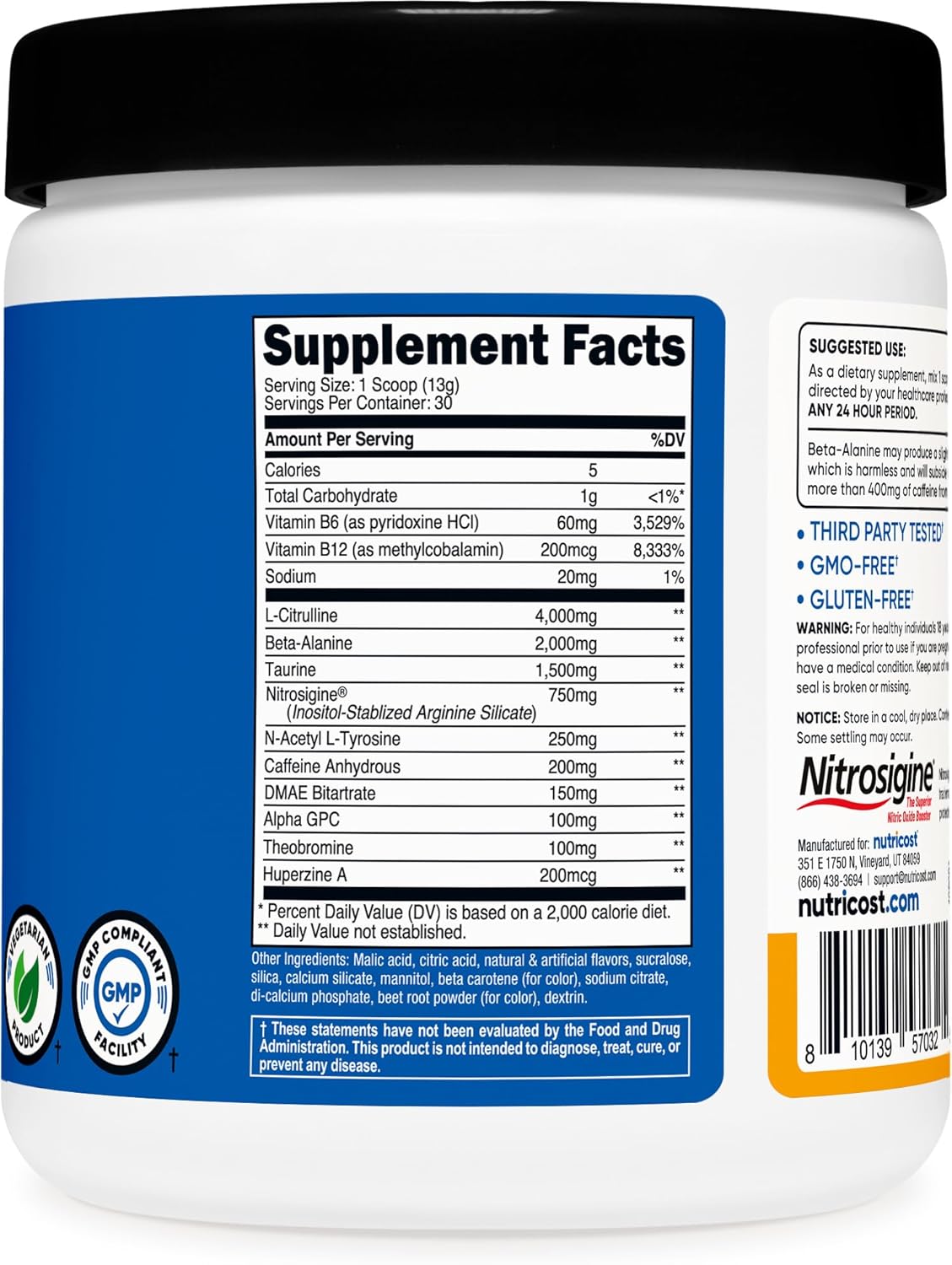 Nutricost Pre-Workout Complex Powder (30 Servings, Peach Mango) - Pre-Workout Supplement with Beta-Alanine, Taurine & Amino Acids Peach Mango 13.8 Ounce (Pack of 1) image 5 of 5 B0CNKVF9G5